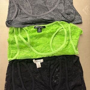 Bozzolo Lace Tank Tops - Gray, Green, Black